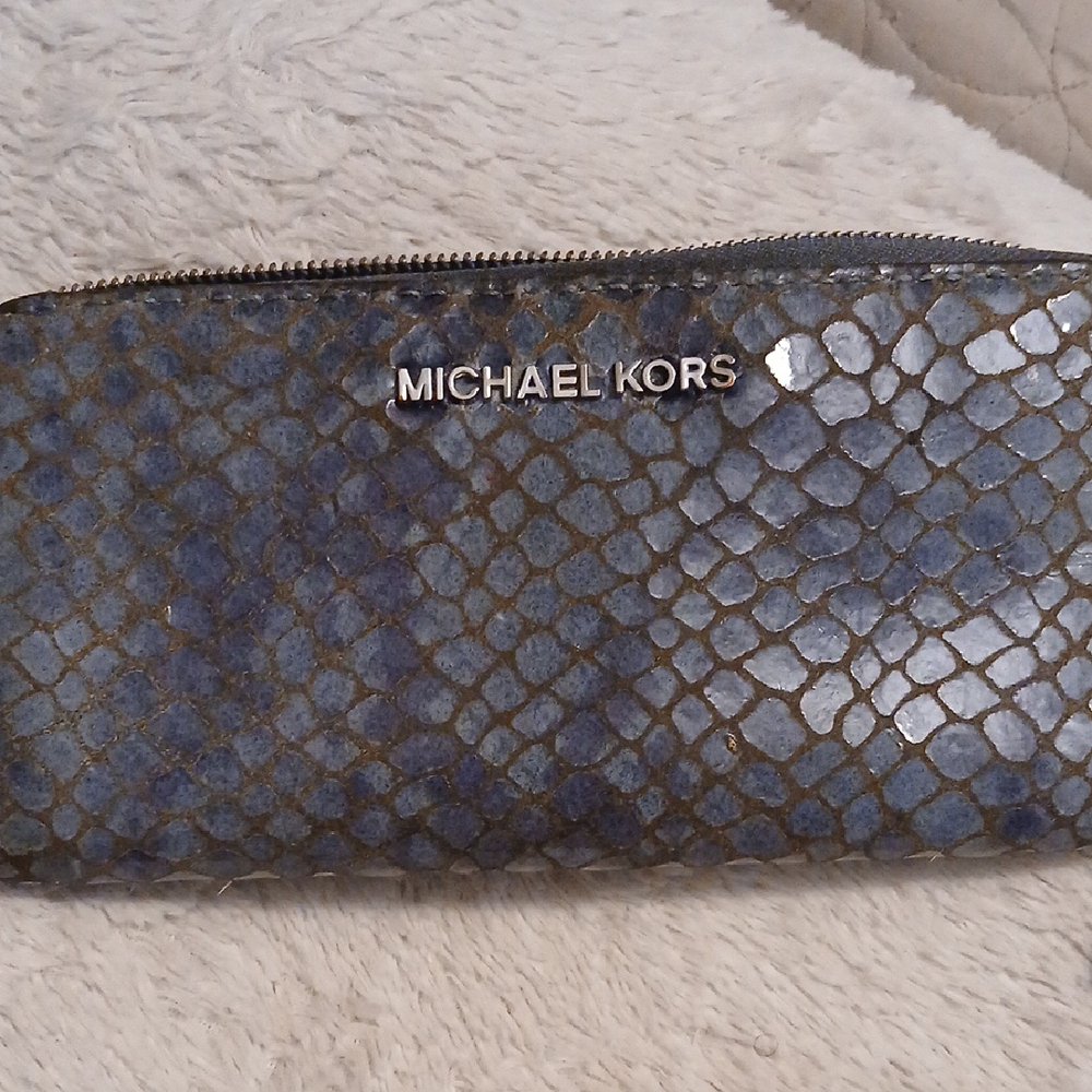 Michael Kors Blue and Silver Snakeskin Wallet
